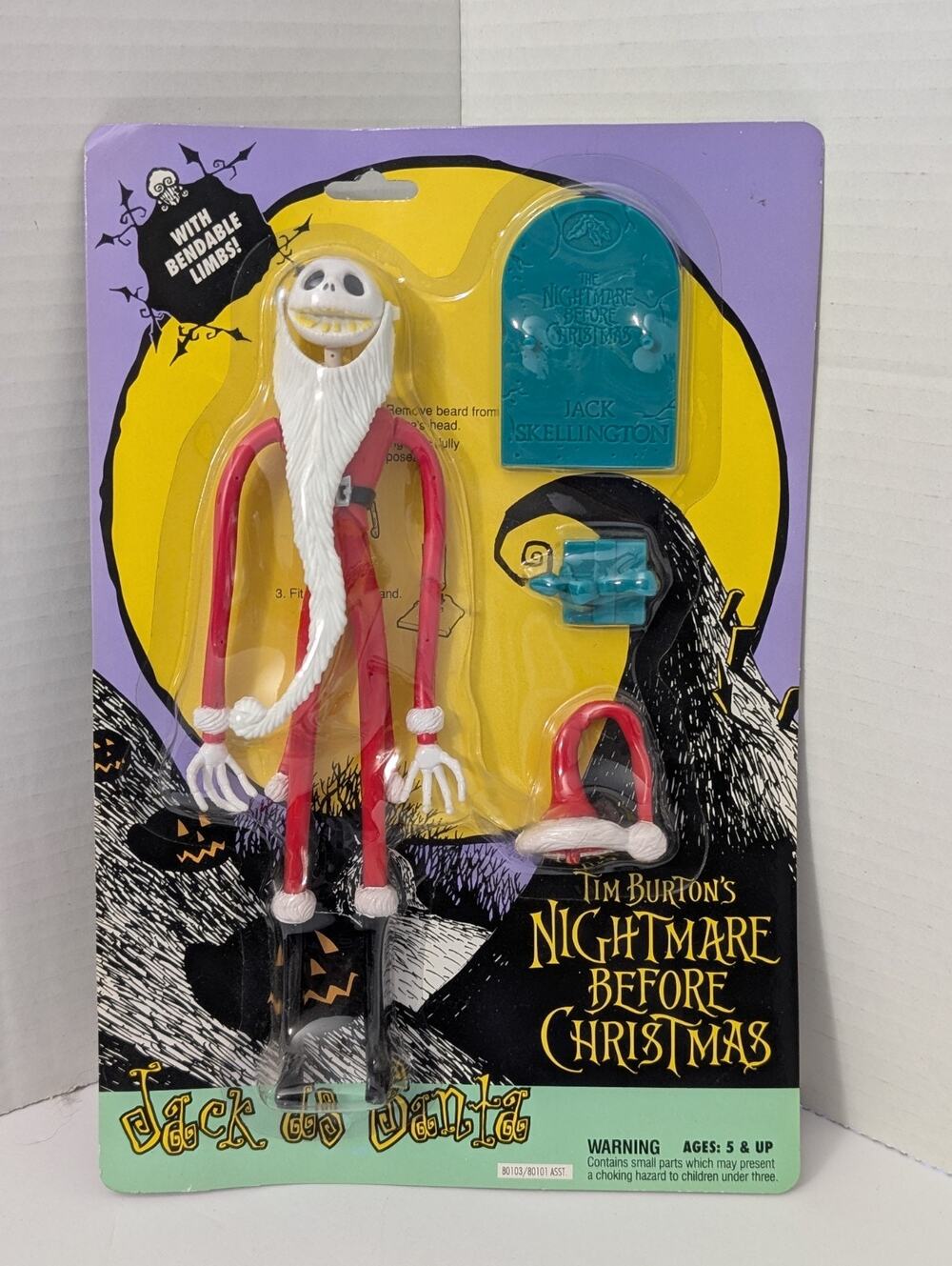 Vintage 1993 NECA Jack Skellington as Santa Bendable Figure NIP Collectible